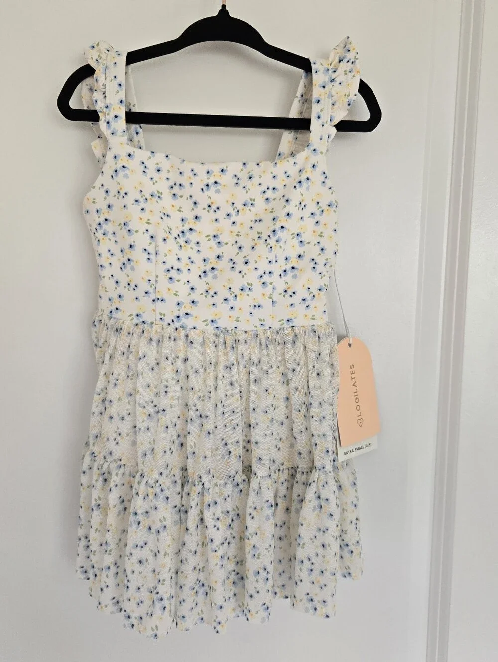 NWT Blogilates Girls' Mommy & Me Ballerina Ruffle Dress - White Floral Print